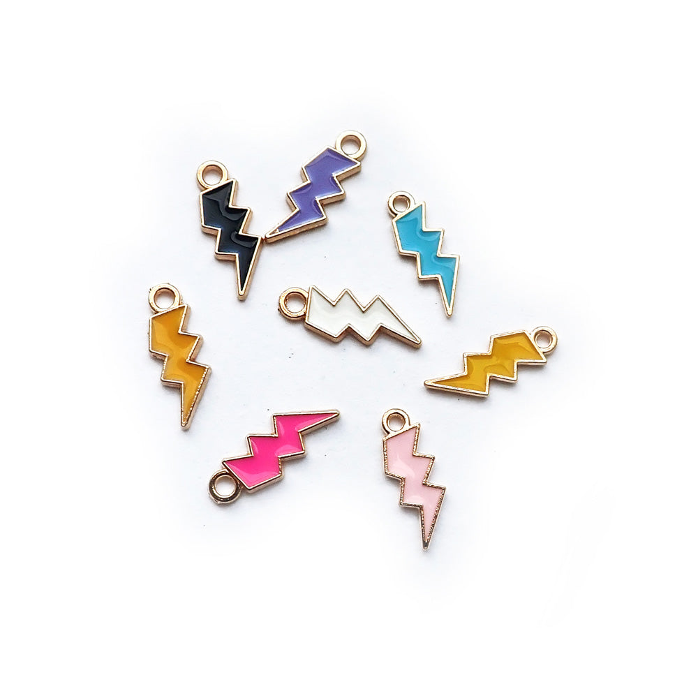 Enamel Lightning Bolt Metal Charms, Random Colors, about 8 charms