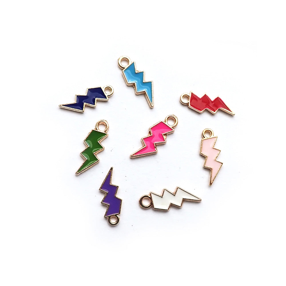 Enamel Lightning Bolt Metal Charms, Random Colors, about 8 charms