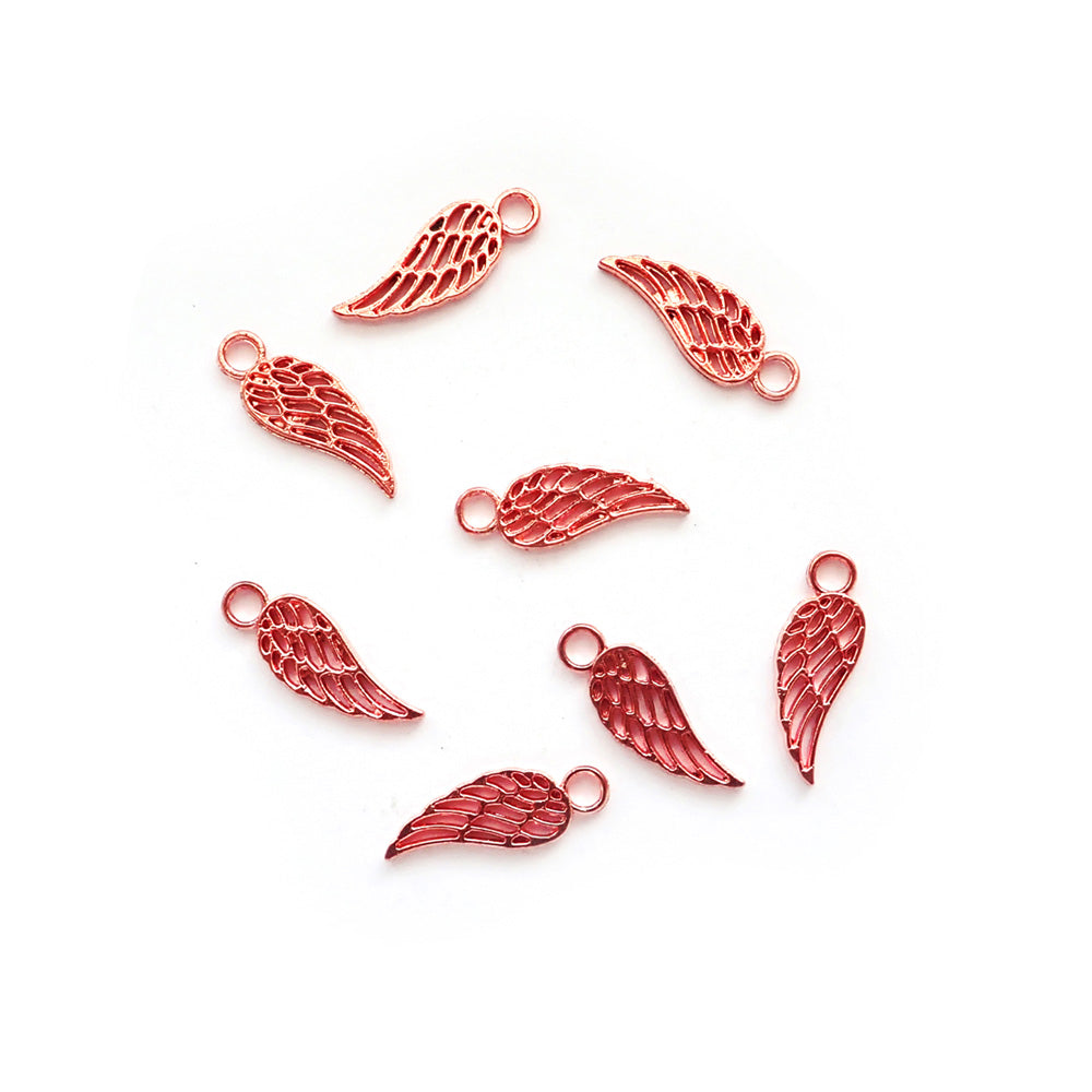 Angel Wing Metal Charms, Rose Gold Copper Color, about 8 charms, for making bracelets &amp; jewelry
