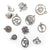 Yoga Zen Theme Metal Charms, Mixed Shapes, Silver Tone Color, 12 charms