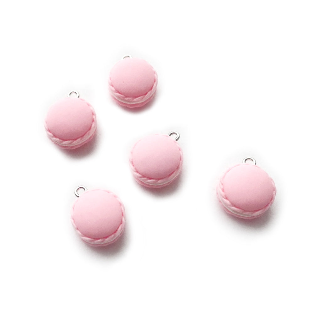 Light Pink Plastic Macaron Charms, 5 Charms
