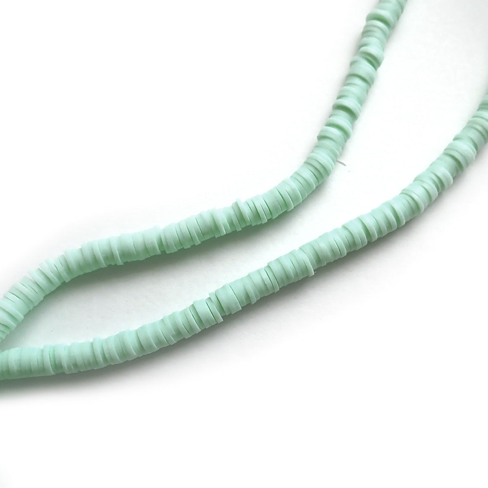 Heishi Polymer Clay Beads, 6mm, Light Green, 1 strand