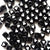 7mm Black Cube Plastic Beads w/ White Hearts, about 100 beads