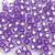 7mm Purple Cube Plastic Beads w/ Hearts, about 100 beads