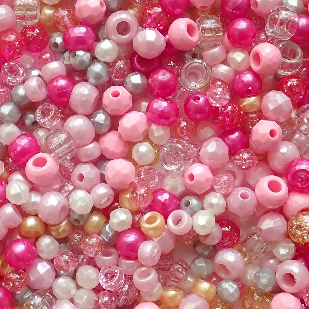 Princess Pink Craft Beads Mix, about 500 beads