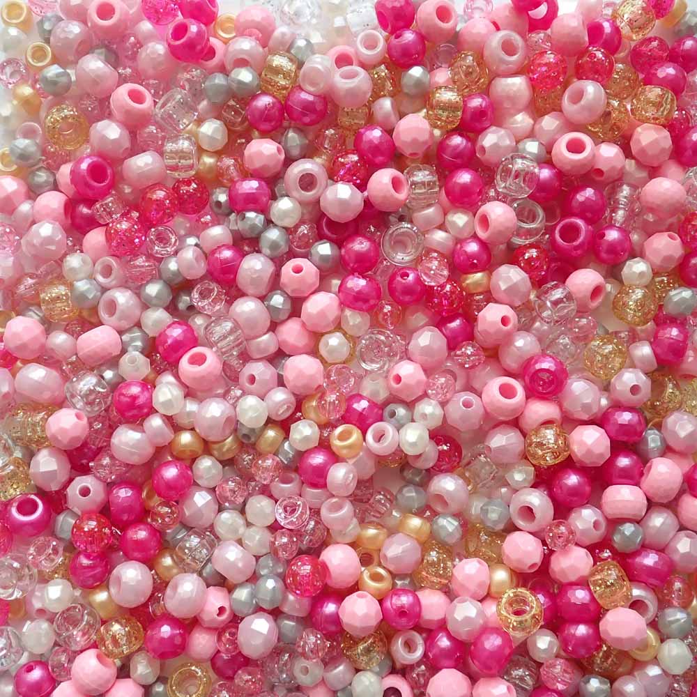 Princess Pink Craft Beads Mix, about 500 beads