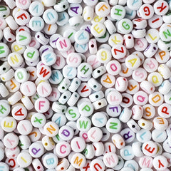 200 Perles Alphabet Acrylique Blanches 7x4mm - Lettres Aléatoires - Pour Création Bijoux