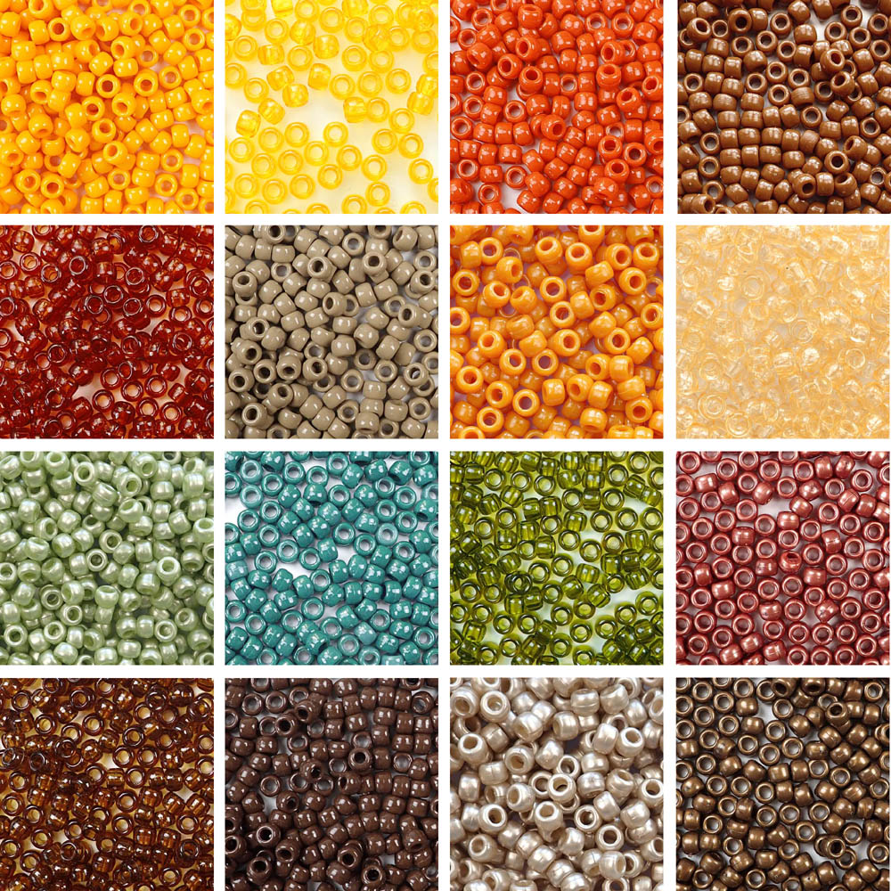 pony beads shown in various autumn and earth tone colors