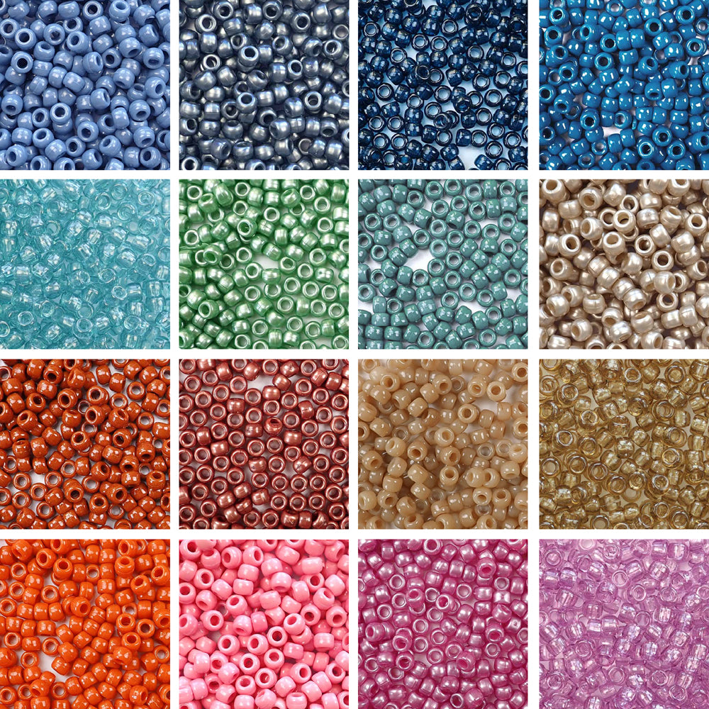 Desert Dreams Combo Kit, 16 Colors, Plastic Pony Beads 6 x 9mm, 2400 beads