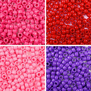 Valentine's Theme 4 Color Kit, Plastic Pony Beads 6 x 9mm, 1000 beads