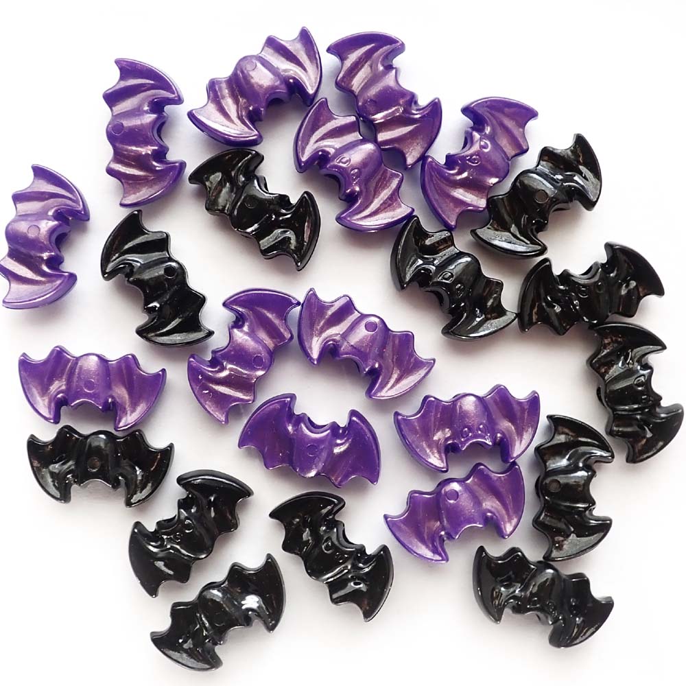Halloween Bat Plastic Beads Mix, 24 beads