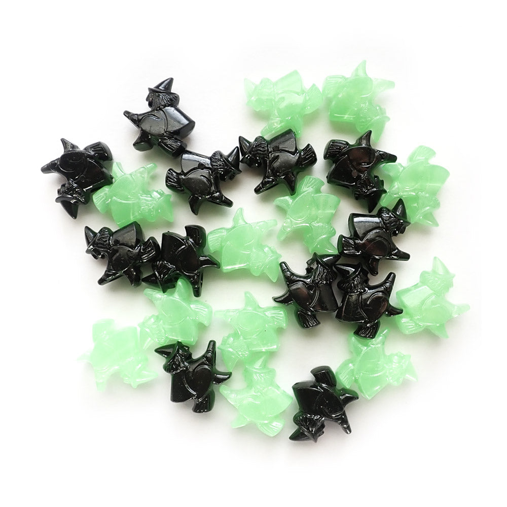 Halloween Witches Plastic Beads Mix, 24 beads