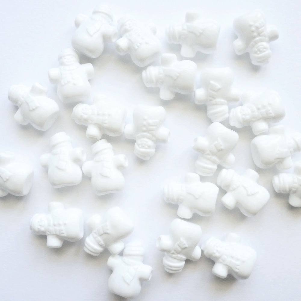 Winter Snowman Plastic Beads, 24 beads
