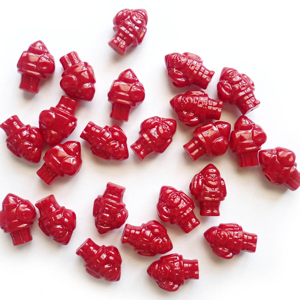 Christmas Santa Red Plastic Beads, 24 beads