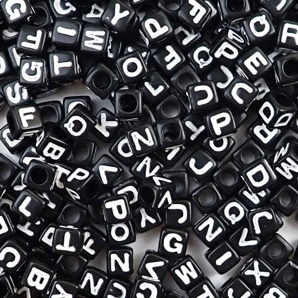 Plastic White 7mm Cube Beads, (Horizontal) Single Letters or Numbers, -  Pony Beads Plus