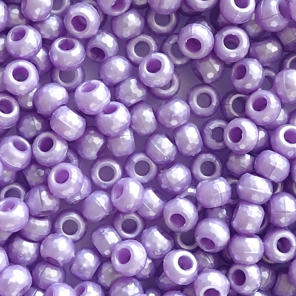 Light Purple Pearl Plastic Faceted Rondelles Pony Beads 6 x 9mm, 500 beads