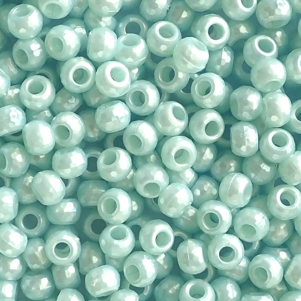 Light Caribbean Blue Pearl Plastic Faceted Rondelles Pony Beads 6 x 9mm, 500 beads