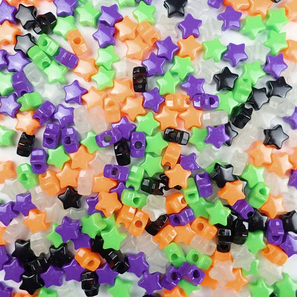 Halloween Stars Plastic Beads Mix, about 125 beads