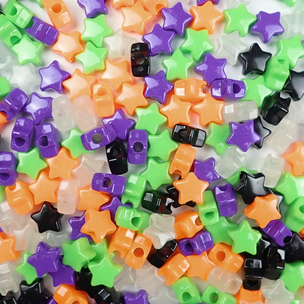 Halloween Stars Plastic Beads Mix, about 125 beads