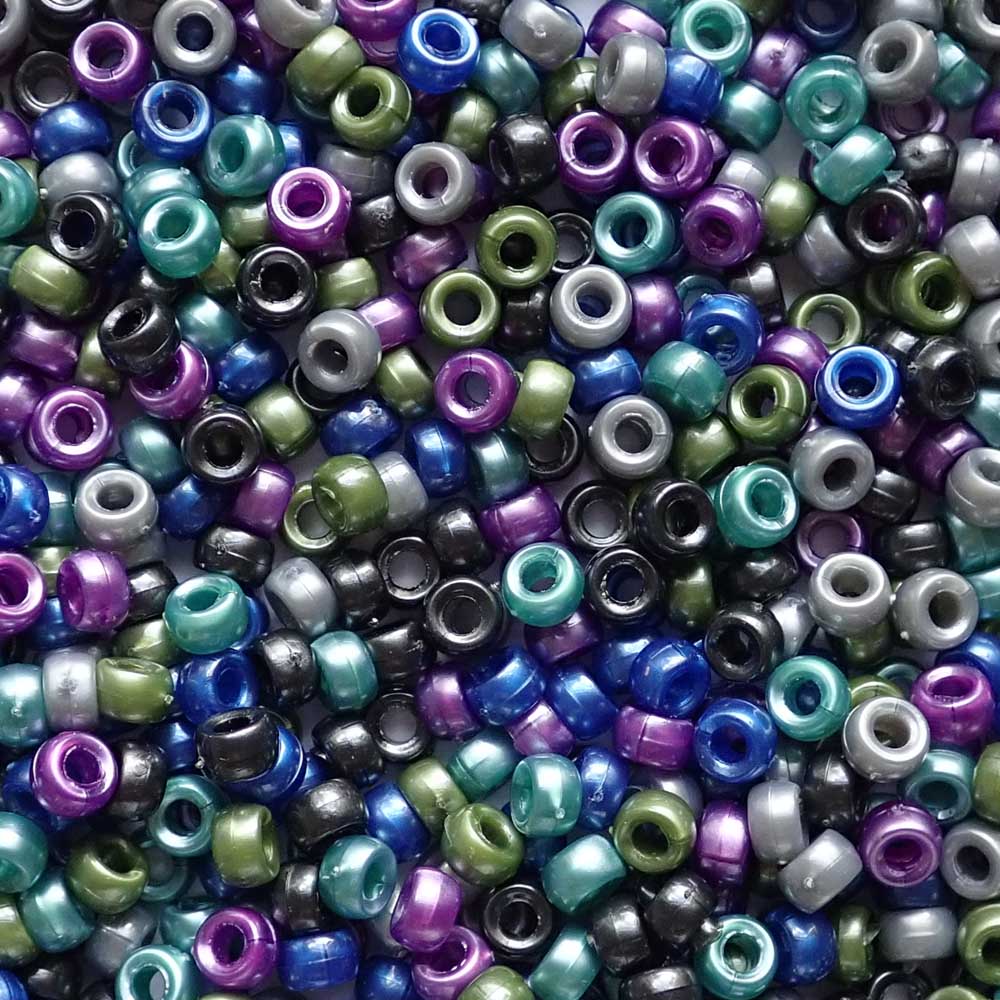 Cool Pearl Mix Plastic Mini Pony Beads 4 x 7mm, 1000 beads