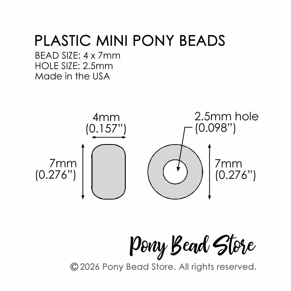 Pastel Opaque Mix Plastic Mini Pony Beads 4 x 7mm, 1000 beads