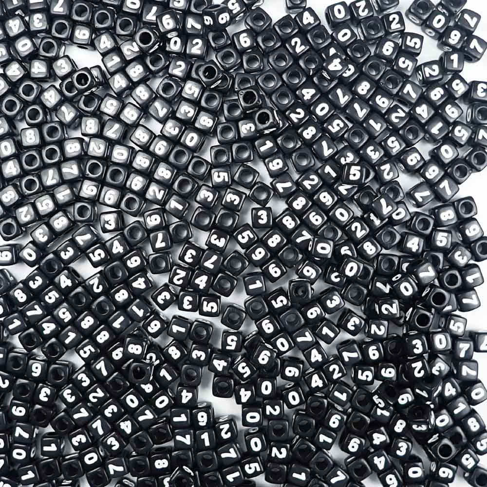 black cube number beads
