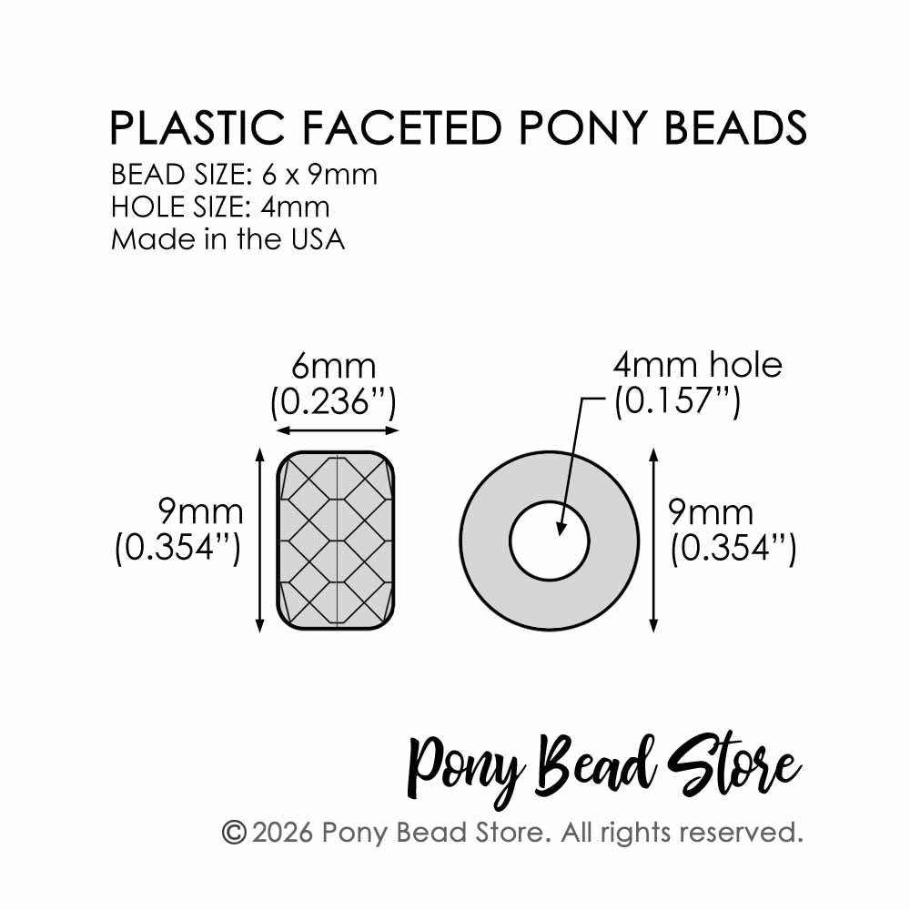 Transparent Mix Plastic Faceted Jewel Pony Beads, 6 x 9mm, 500 beads