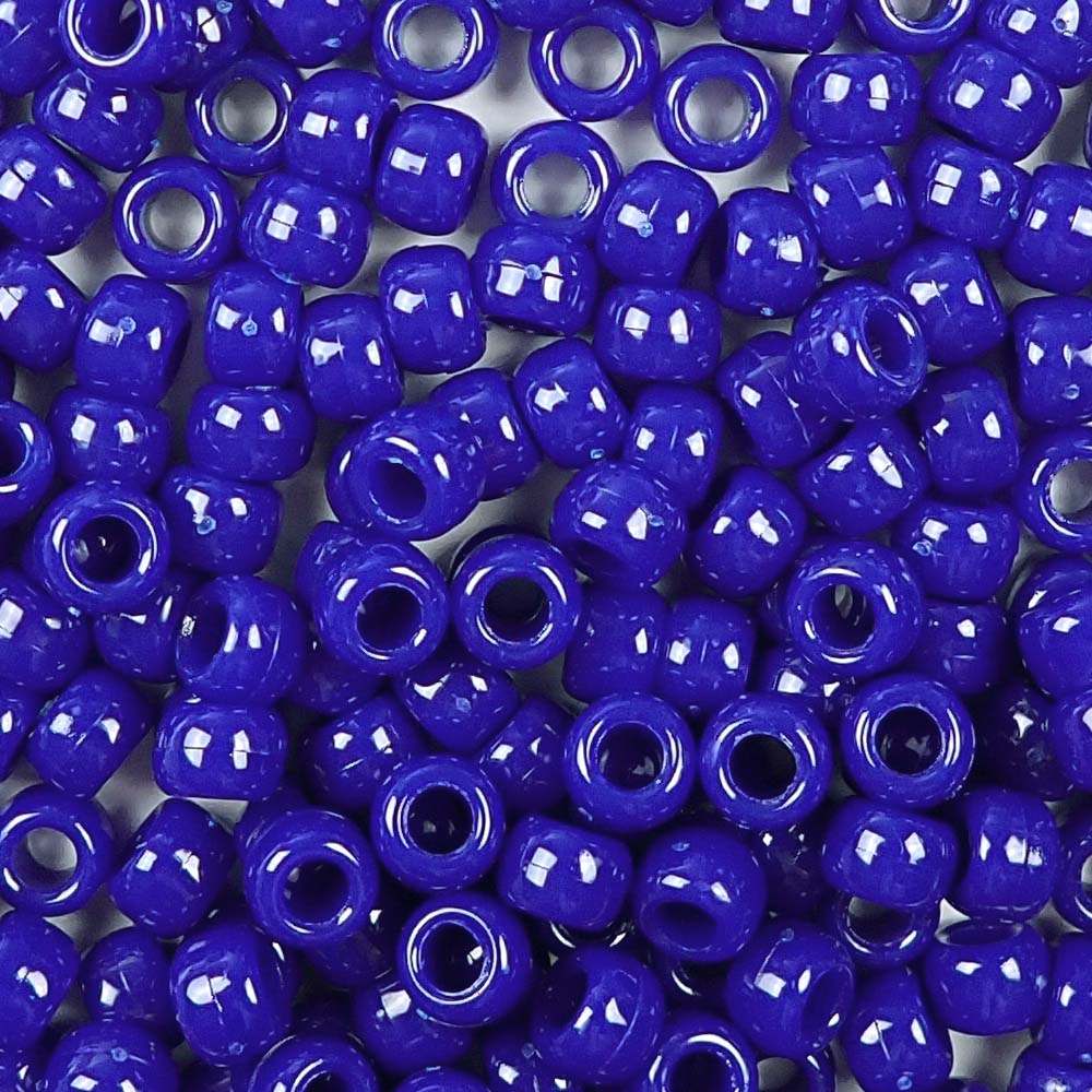 Royal Blue Plastic Pony Beads. Size 6 x 9mm. Craft Beads.