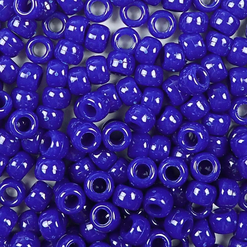 Royal Blue Plastic Pony Beads. Size 6 x 9 mm. Craft Beads. Bulk Pack.