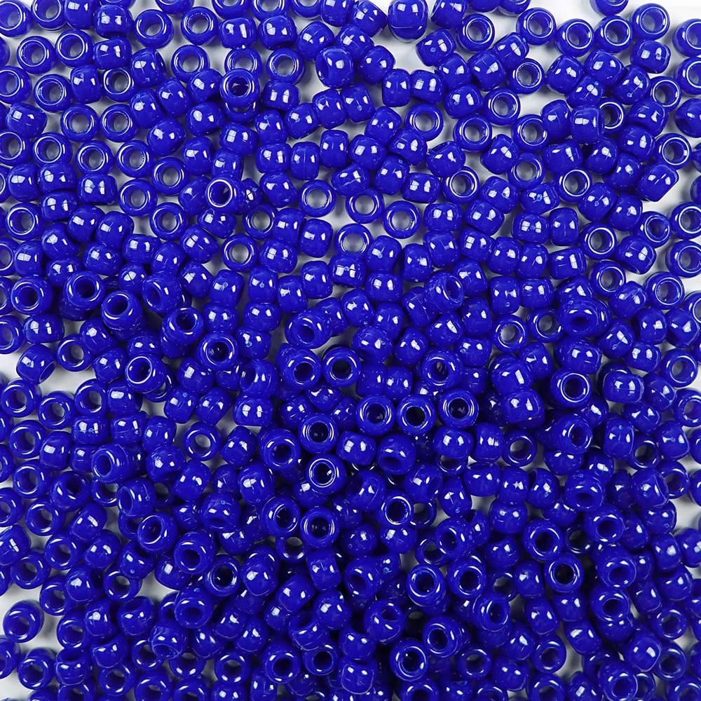 Royal Blue Plastic Pony Beads. Size 6 x 9mm. Craft Beads.