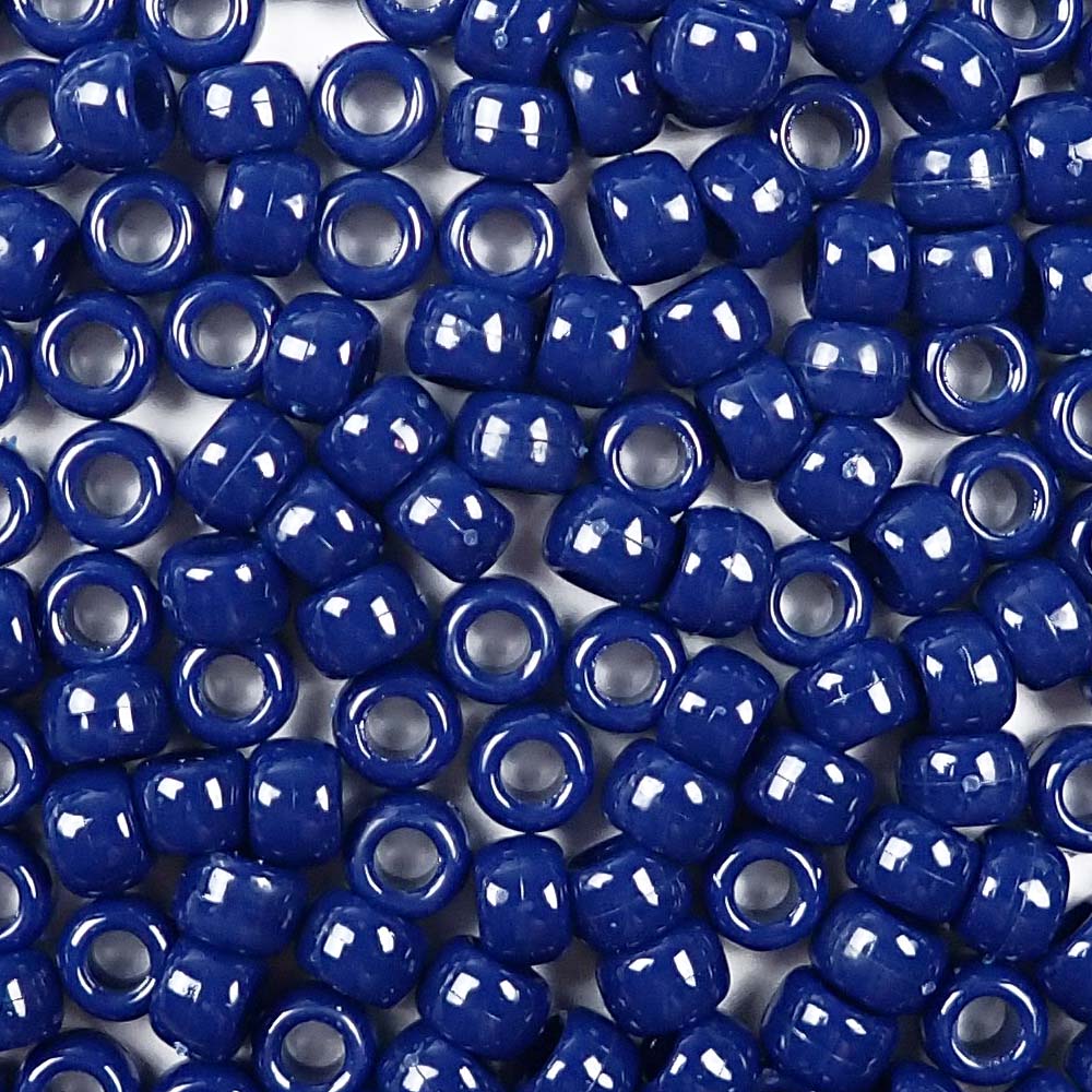 Navy Blue Plastic Pony Beads. Size 6 x 9 mm. Craft Beads. Bulk Pack.