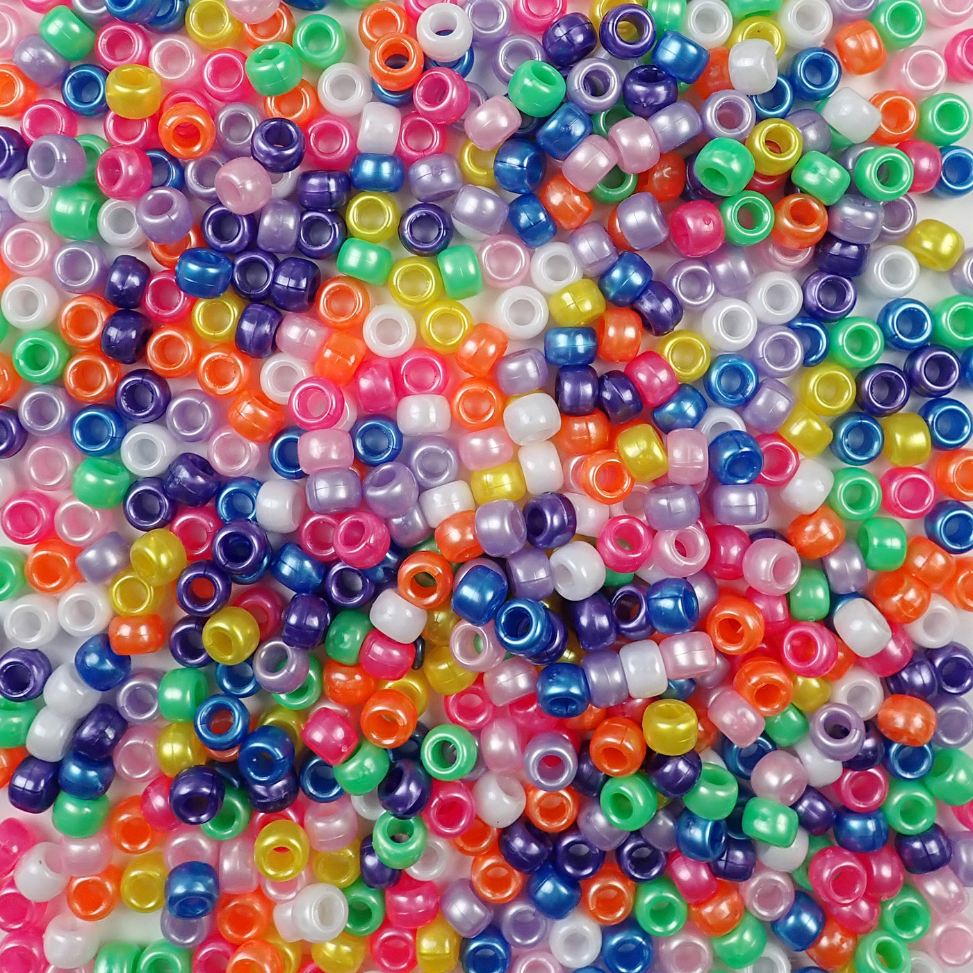 Bright pearl colors of 6 x 9mm Plastic Pony Beads