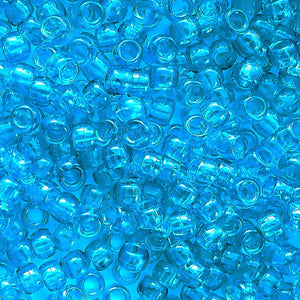 transparent turquoise 6 x 9mm plastic pony beads
