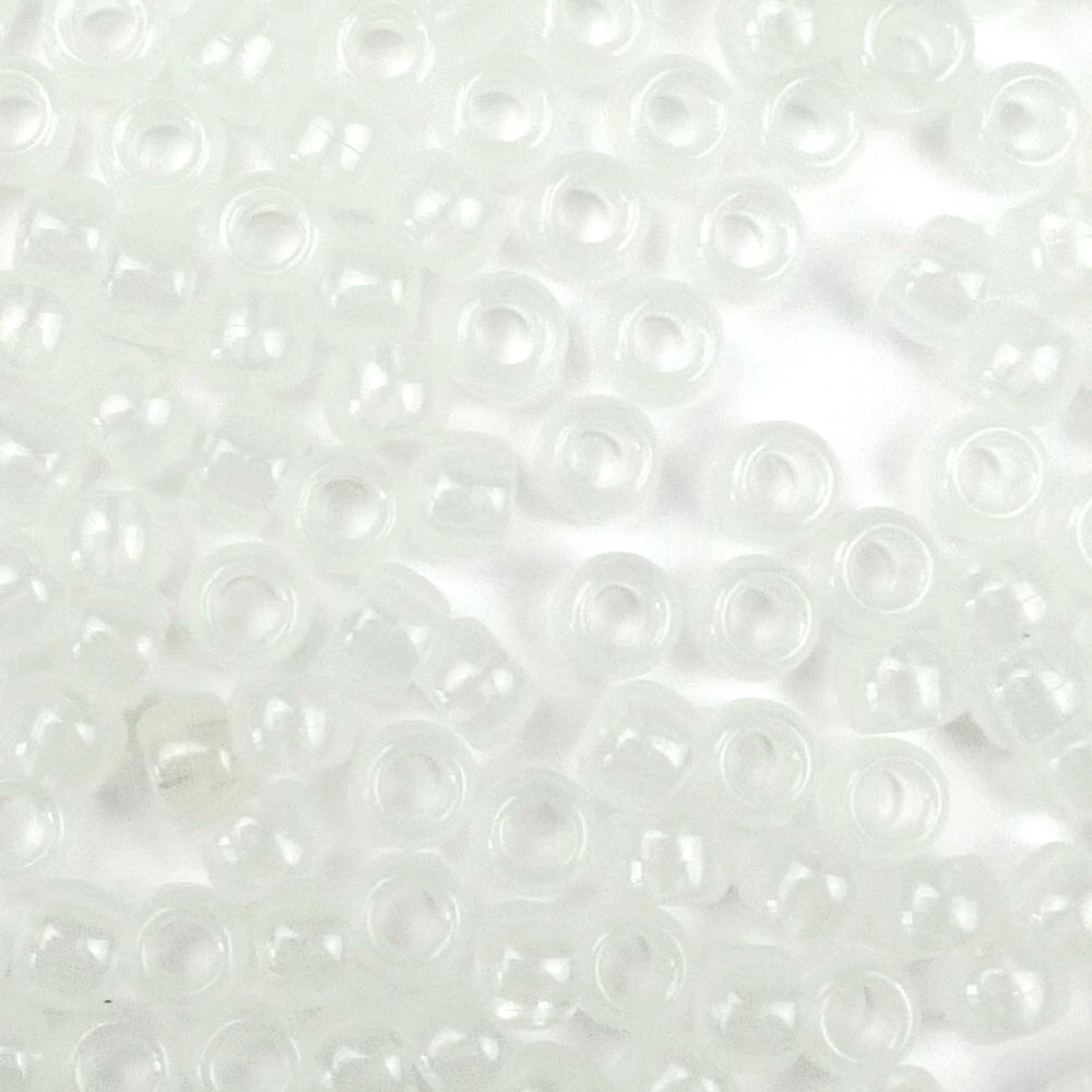 White Glow Plastic Pony Beads. Size 6 x 9 mm. Craft Beads. Bulk Pack.