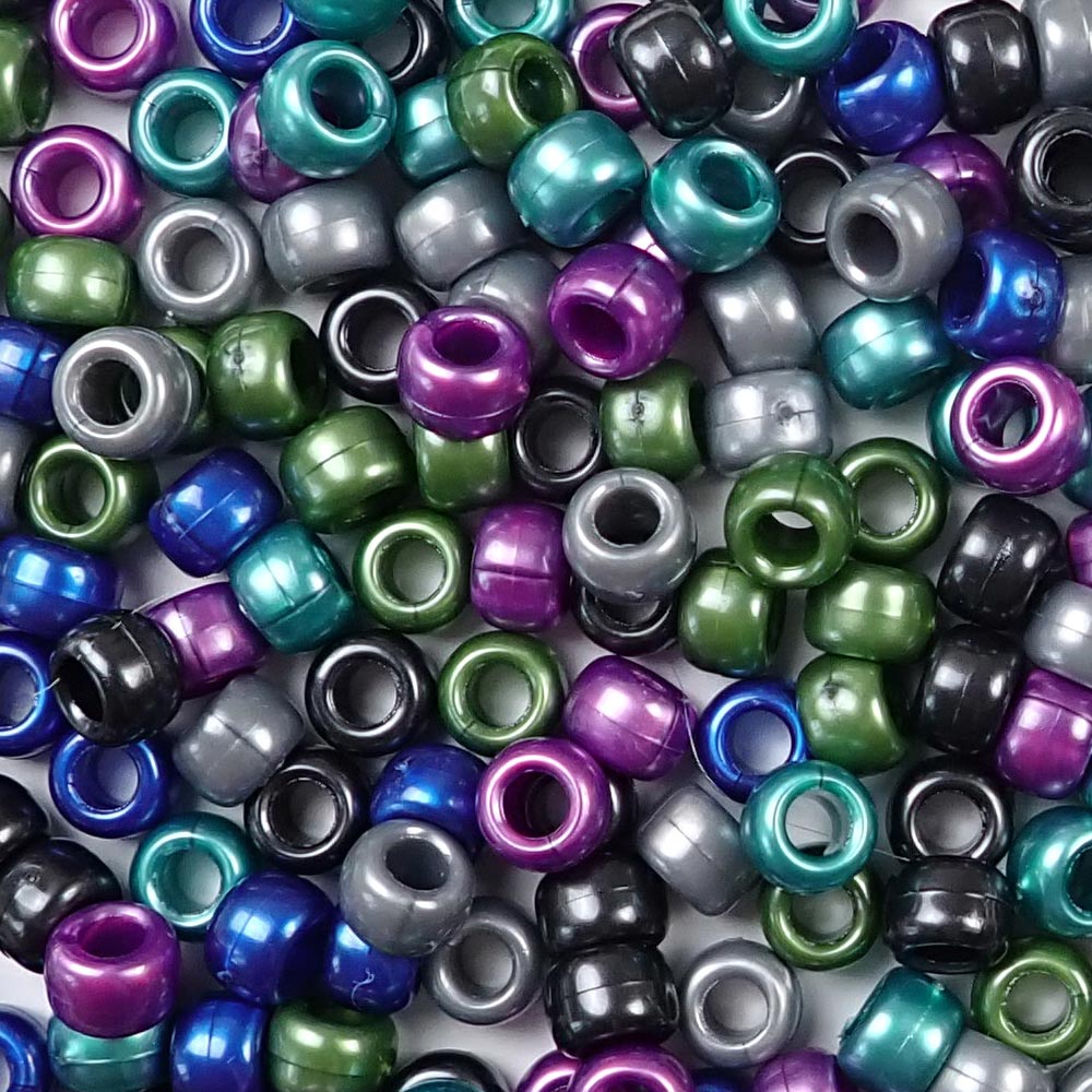 Cool Pearl Mix Plastic Pony Beads. Size 6 x 9 mm. Craft Beads. Bulk Pack.