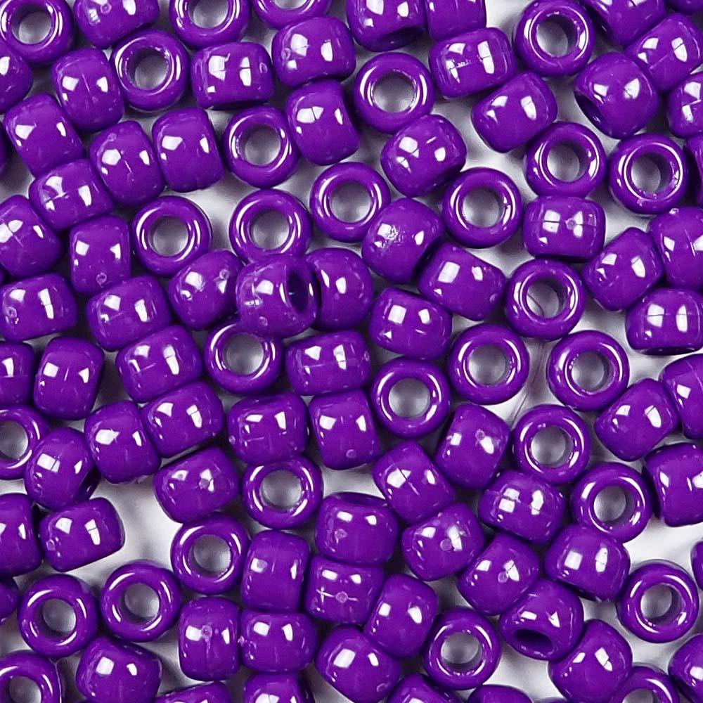 Plum Purple Plastic Pony Beads. Size 6 x 9 mm. Craft Beads. Bulk Pack.