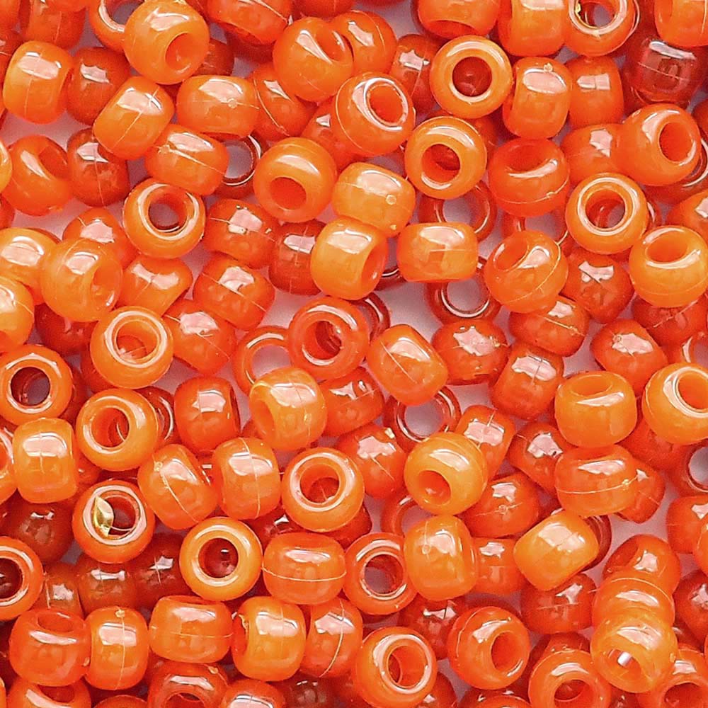 Tiger Coral Plastic Pony Beads. Size 6 x 9 mm. Craft Beads. Bulk Pack.