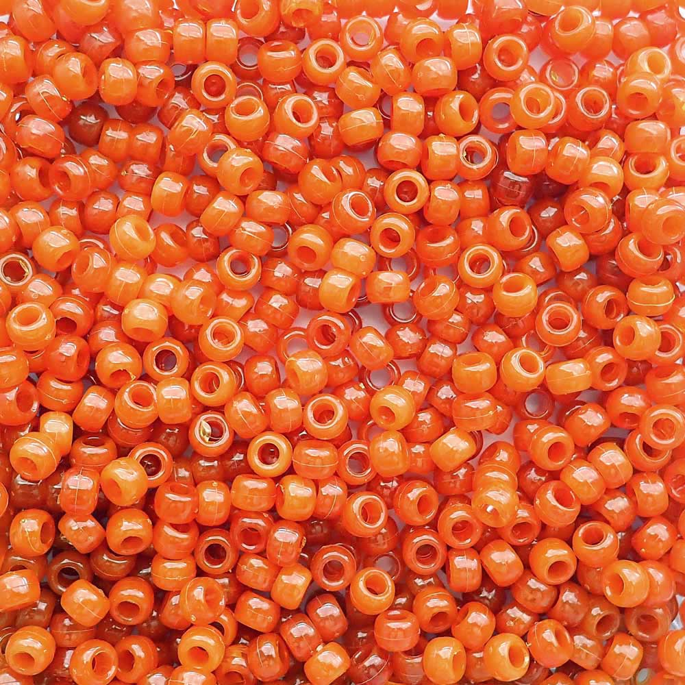 Tiger Coral Marbled Plastic Pony Beads 6 x 9mm, 500 beads