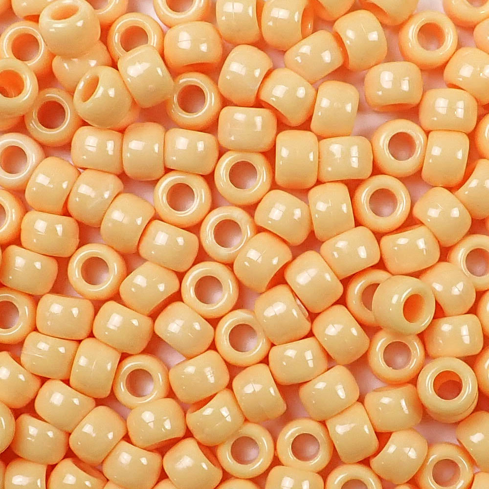 Orange Sand Plastic Pony Beads. Size 6 x 9 mm. Craft Beads. Bulk Pack.