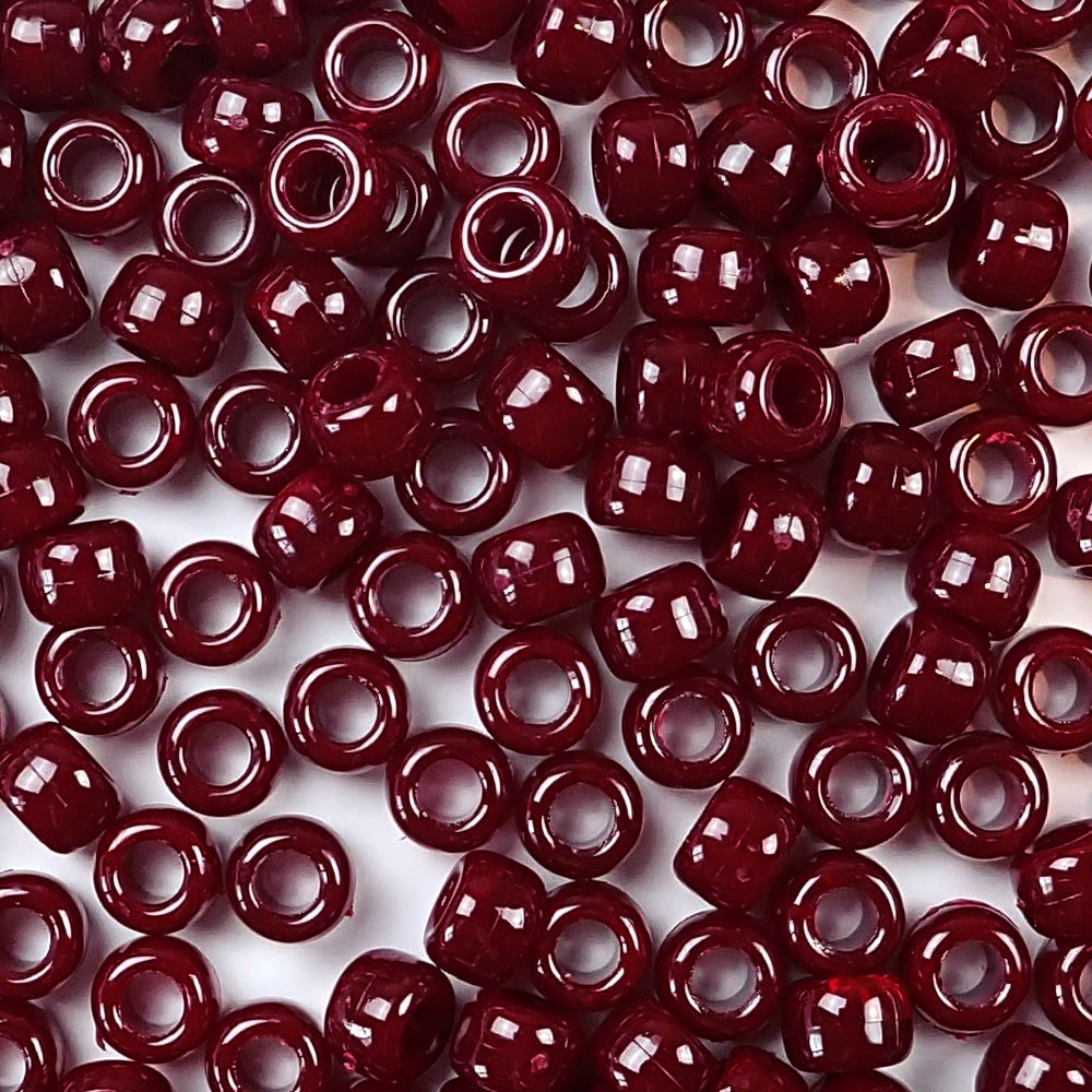 Burgundy Red Opaque Plastic Pony Beads, 6 x 9mm, 500 beads
