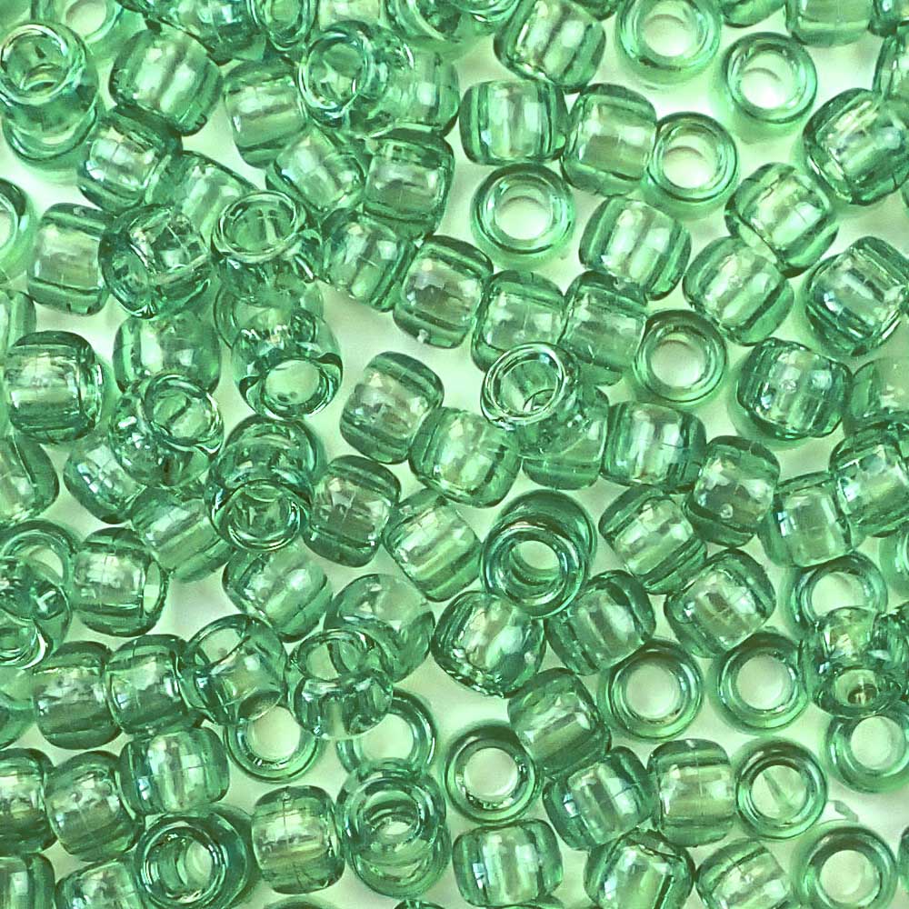 Peridot Green Plastic Pony Beads. Size 6 x 9 mm. Craft Beads. Bulk Pack.