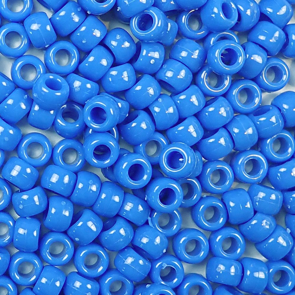 Periwinkle Blue Plastic Pony Beads. Size 6 x 9 mm. Craft Beads. Bulk Pack.