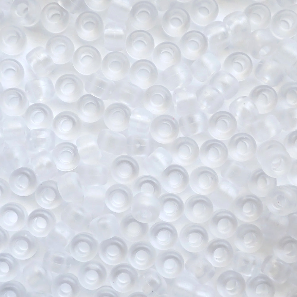 Matte Crystal Frost Plastic Pony Beads 6 x 9mm, 500 beads