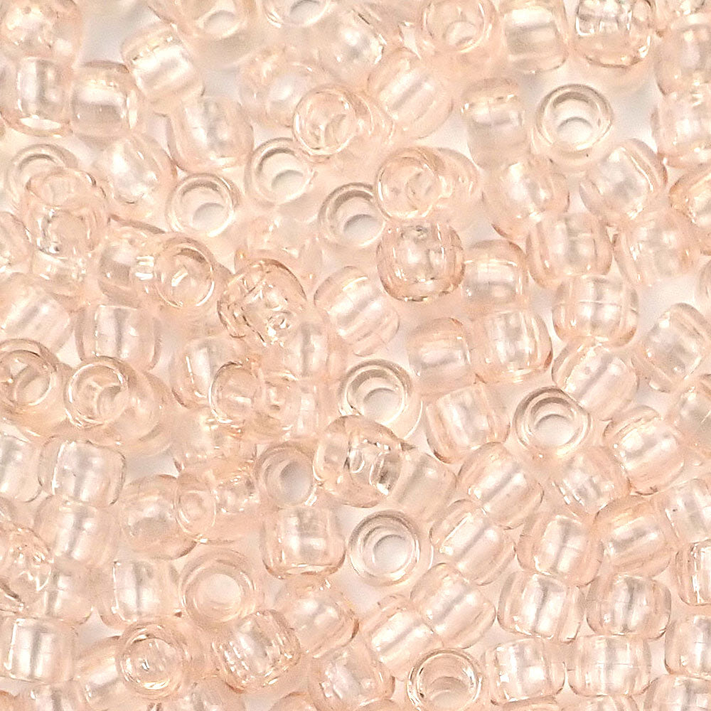 Champagne Transparent Plastic Pony Beads. Size 6 x 9 mm. Craft Beads. Bulk Pack.