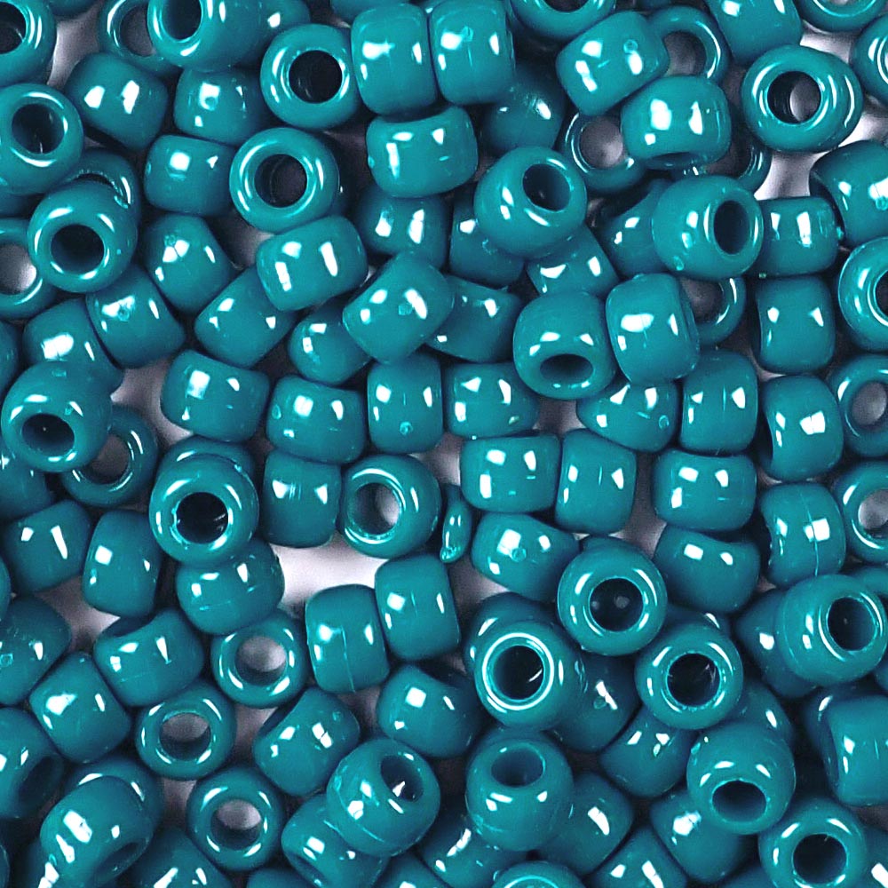 Dark Teal Opaque Plastic Pony Beads. Size 6 x 9 mm. Craft Beads. Bulk Pack.