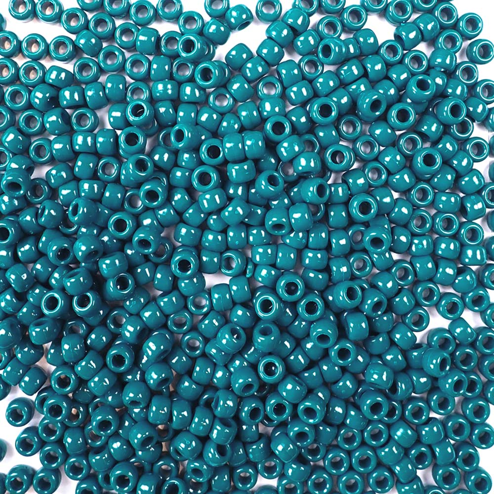 dark teal 6 x 9mm plastic pony beads in bulk