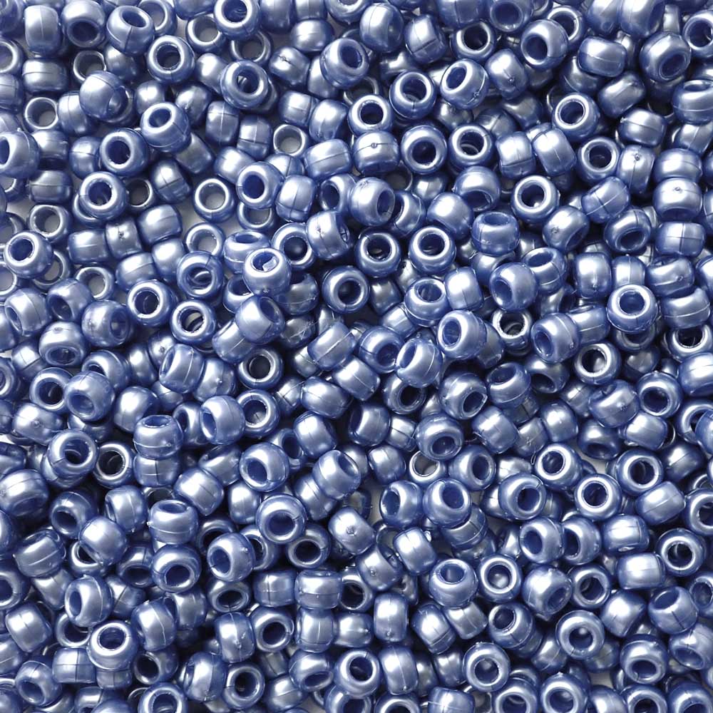 Medium Montana Blue Pearl Plastic Pony Beads 6 x 9mm, 500 beads