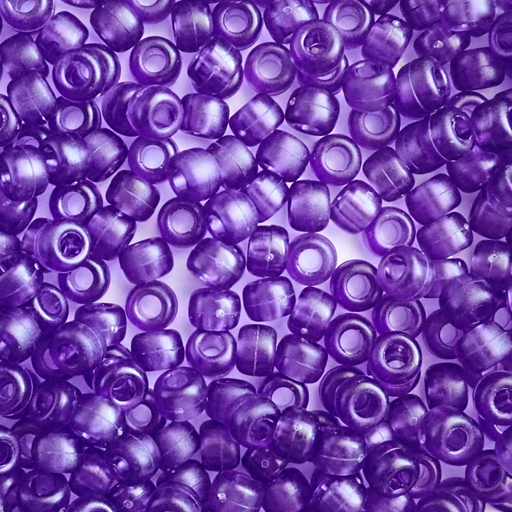 Matte Purple Transparent Frost Plastic Pony Beads 6 x 9mm, 500 beads