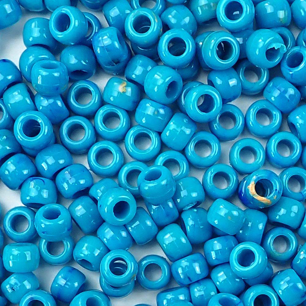 Western Turquoise Plastic Pony Beads. Size 6 x 9 mm. Craft Beads. Bulk Pack.