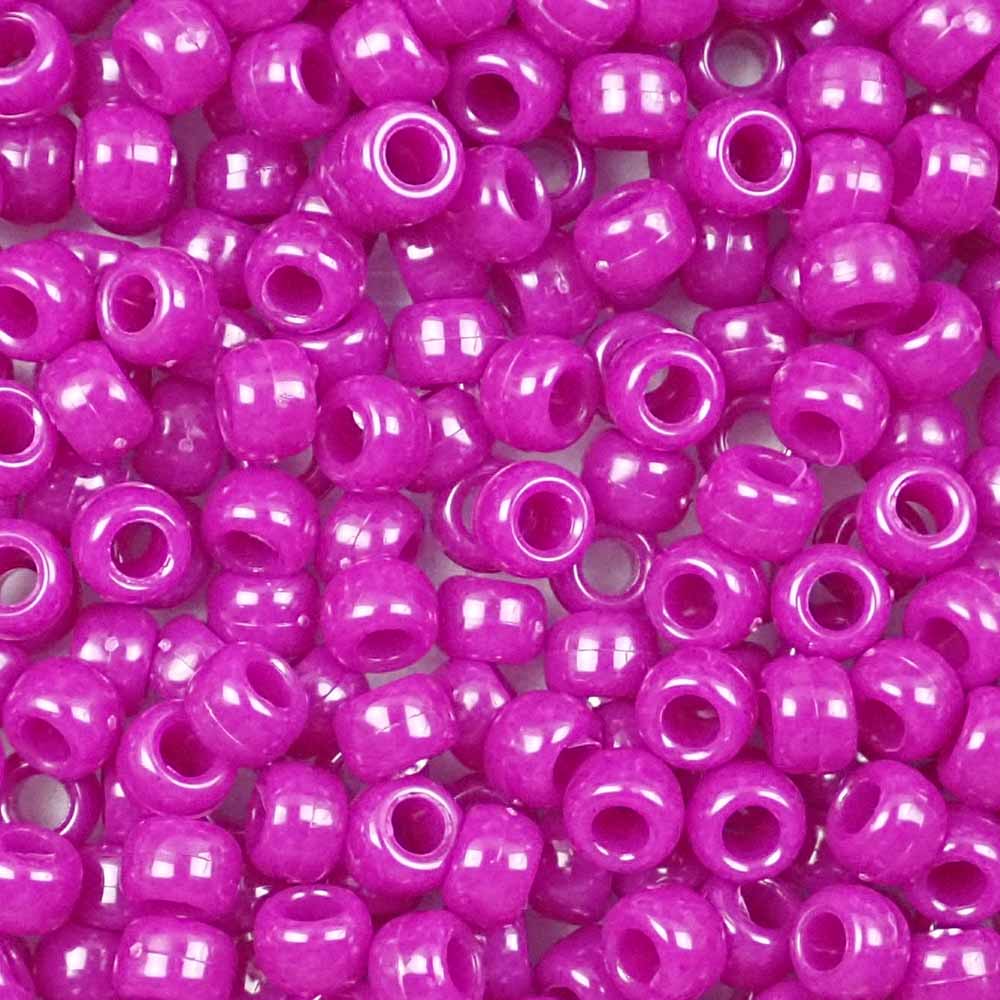 Boysenberry Pink Opaque Plastic Pony Beads 6 x 9mm, 500 beads